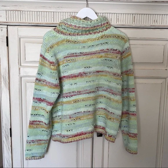 Anthropologie Sweater Elysa Cropped Turtleneck Sweater Knit Multi Colored Winter - Picture 5 of 10